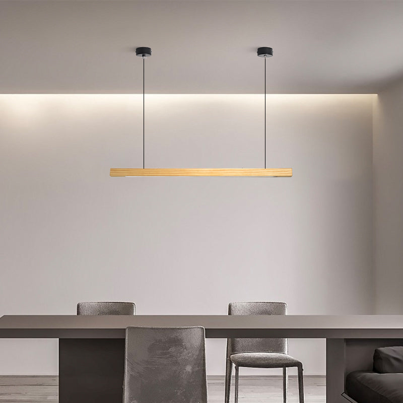 Scandinavian Wood Beam Pendant – Minimalist Dining Light in Walnut or Pine-11