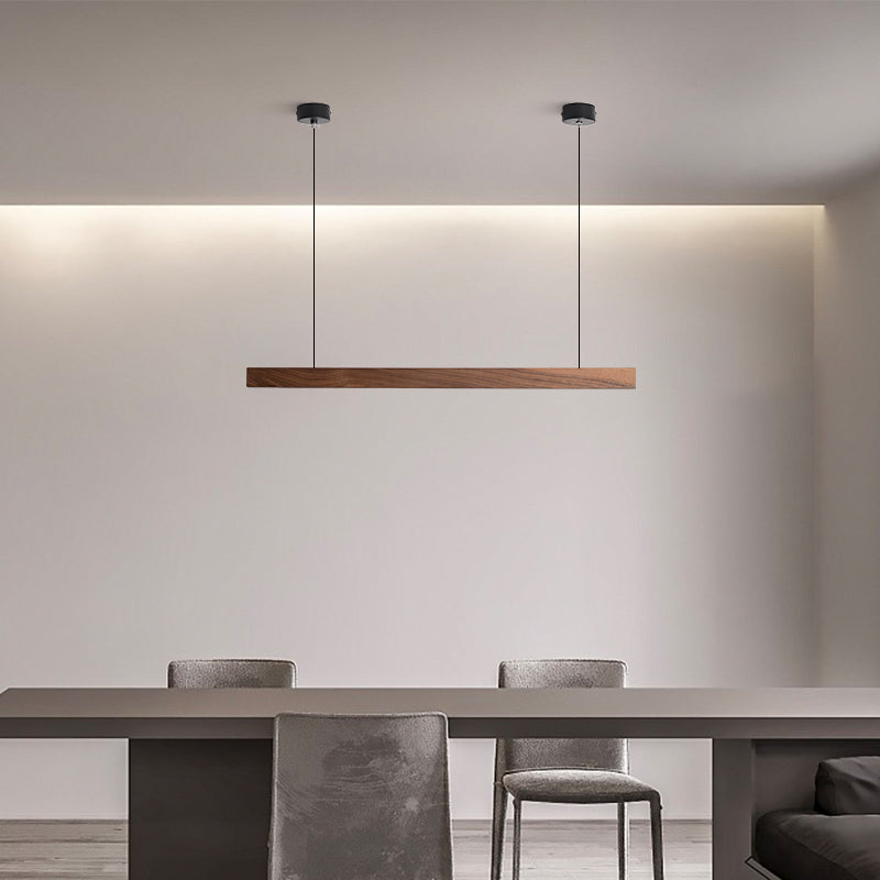 Scandinavian Wood Beam Pendant – Minimalist Dining Light in Walnut or Pine-19