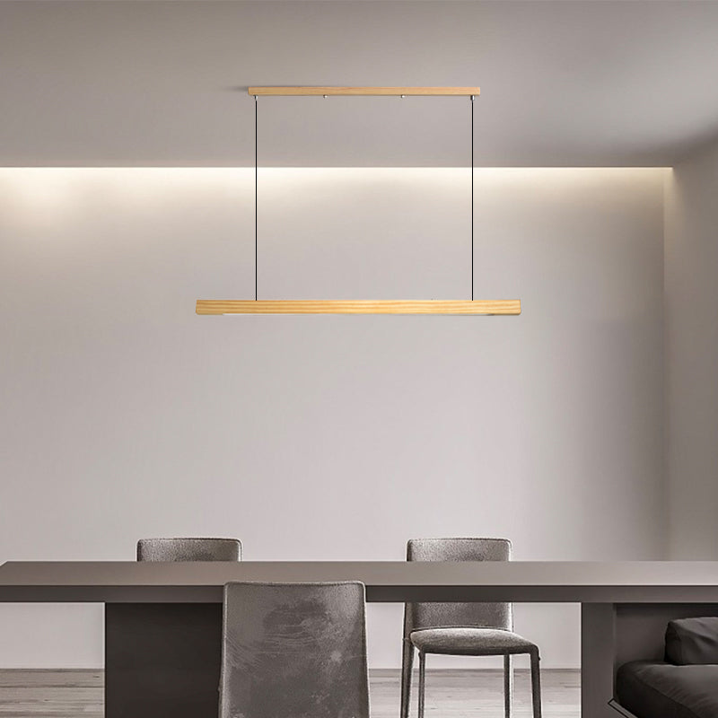 Scandinavian Wood Beam Pendant – Minimalist Dining Light in Walnut or Pine-12