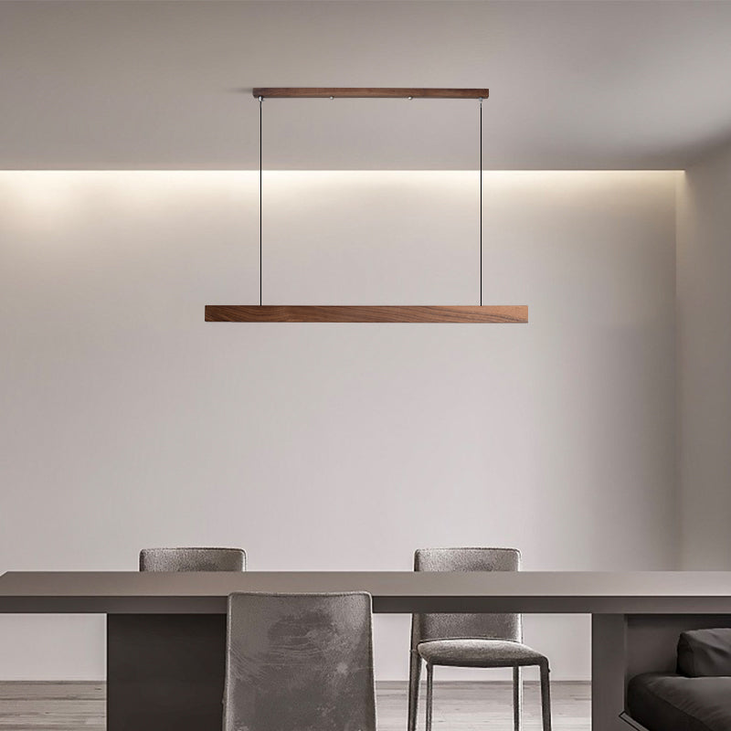 Scandinavian Wood Beam Pendant – Minimalist Dining Light in Walnut or Pine-20