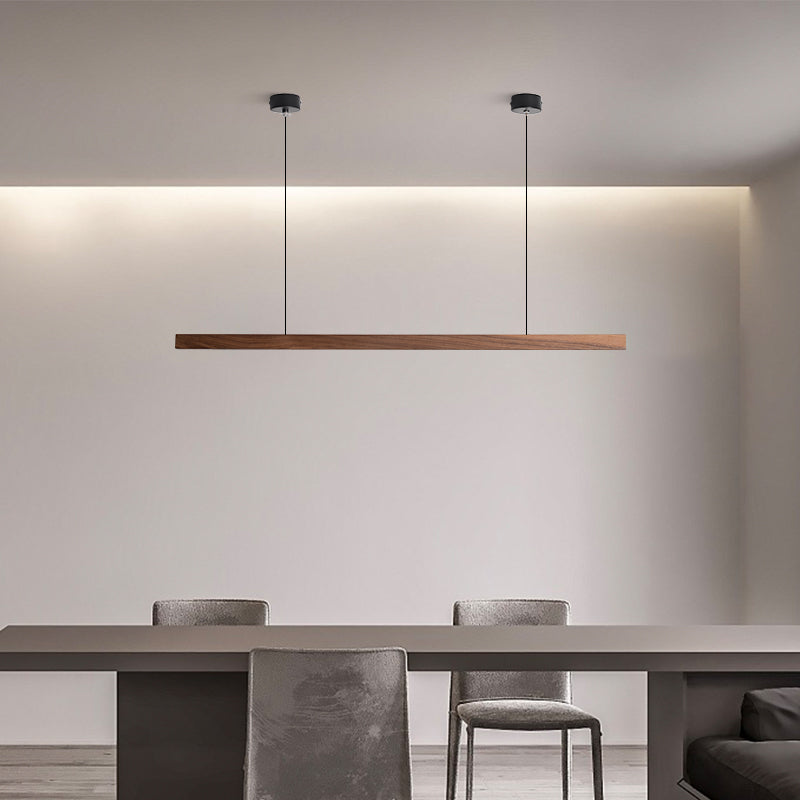 Scandinavian Wood Beam Pendant – Minimalist Dining Light in Walnut or Pine-21
