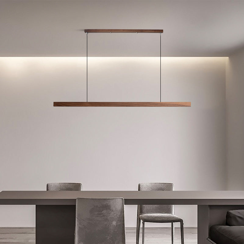 Scandinavian Wood Beam Pendant – Minimalist Dining Light in Walnut or Pine-22