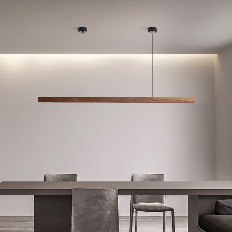 Scandinavian Wood Beam Pendant – Minimalist Dining Light in Walnut or Pine-23