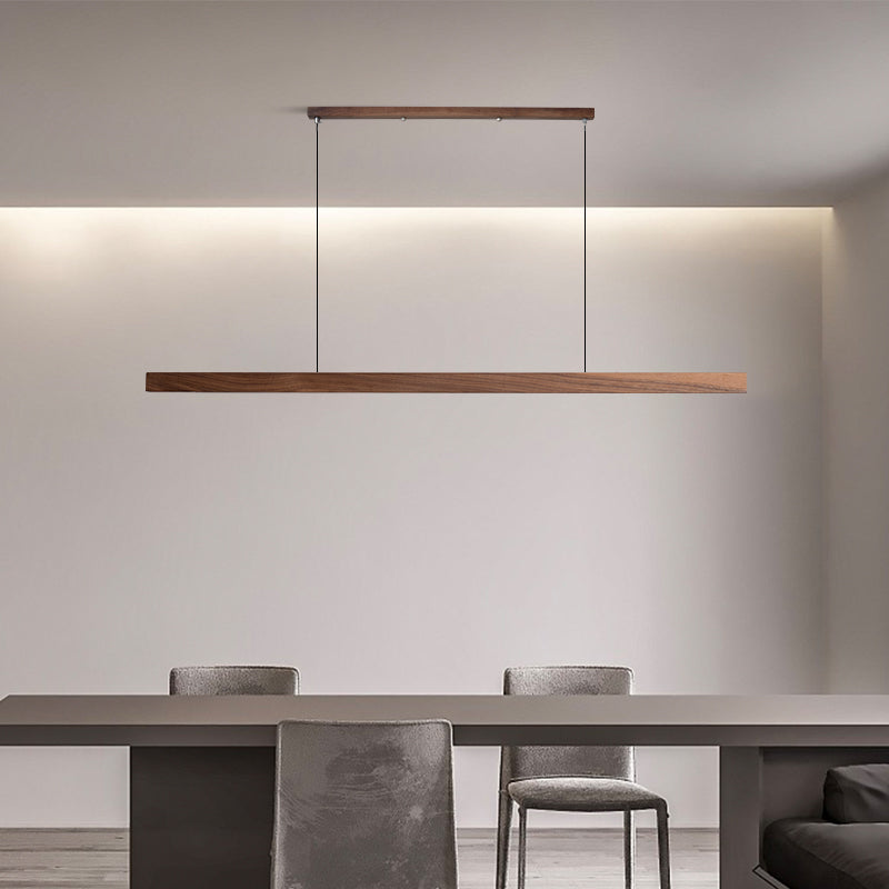 Scandinavian Wood Beam Pendant – Minimalist Dining Light in Walnut or Pine-24