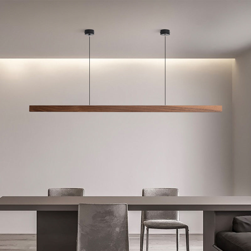 Scandinavian Wood Beam Pendant – Minimalist Dining Light in Walnut or Pine-25