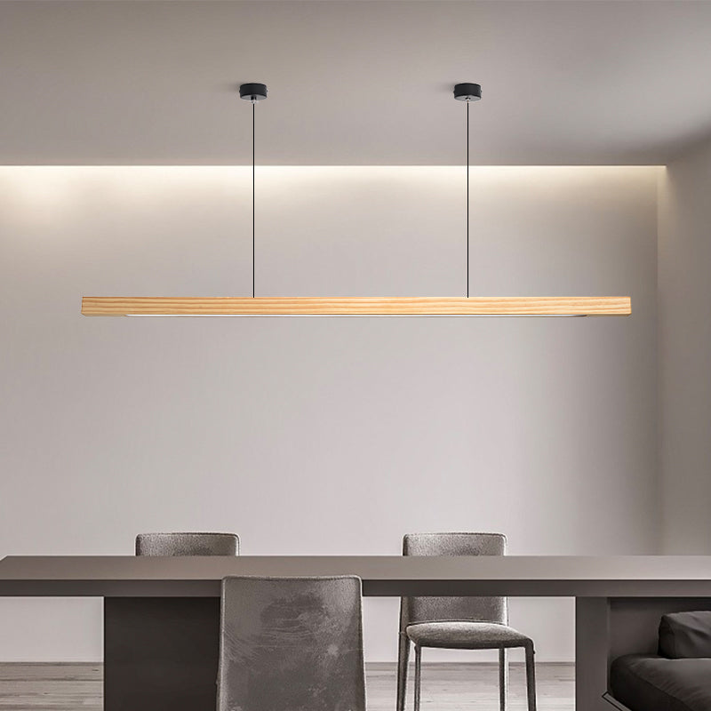 Scandinavian Wood Beam Pendant – Minimalist Dining Light in Walnut or Pine-17