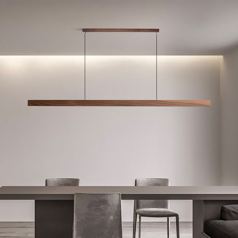 Scandinavian Wood Beam Pendant – Minimalist Dining Light in Walnut or Pine-26