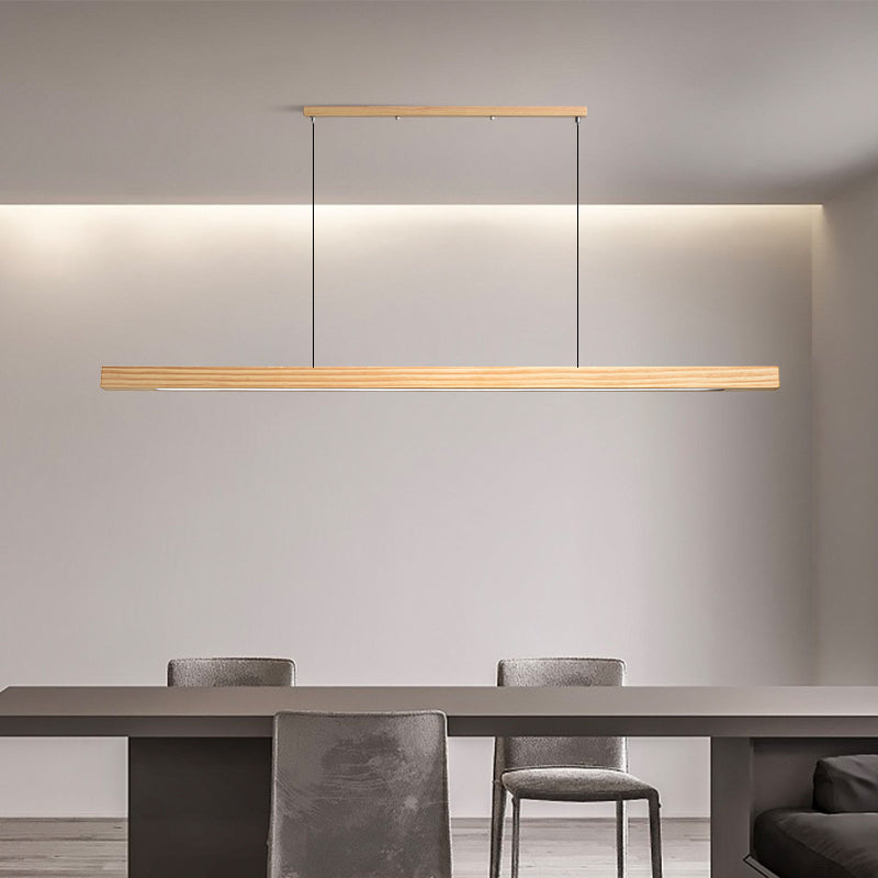 Scandinavian Wood Beam Pendant – Minimalist Dining Light in Walnut or Pine-18
