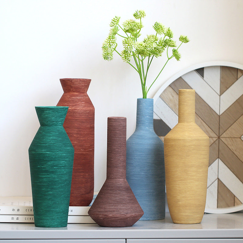 Brushed Ceramic Vase – Modern Textured Minimal Design