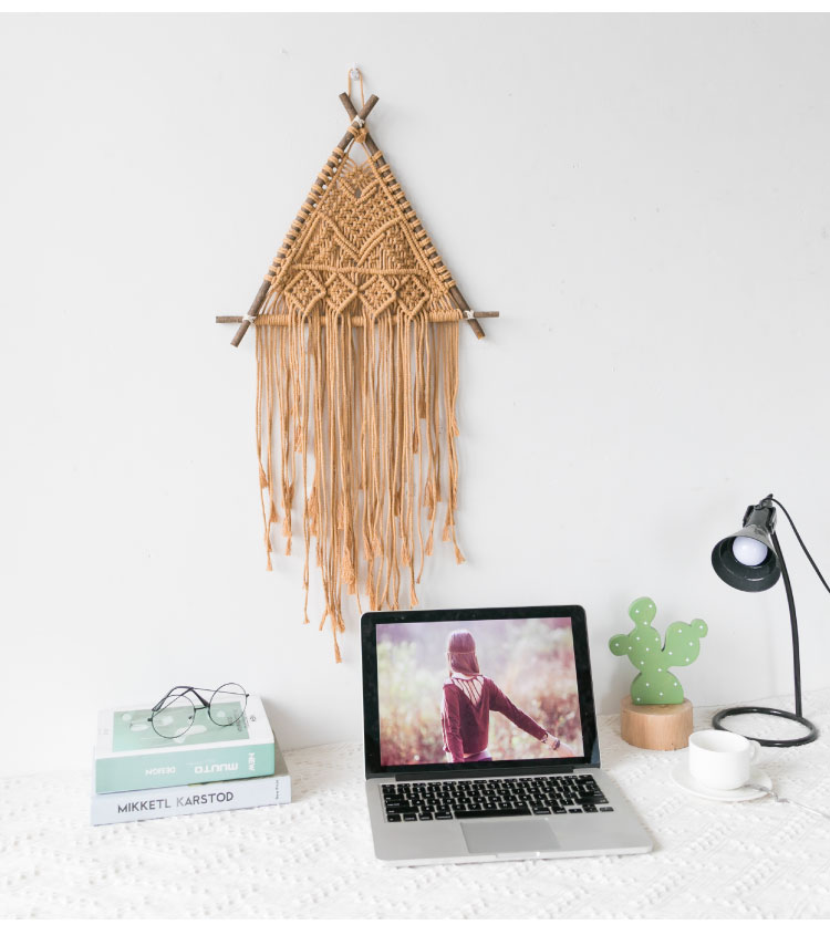 Macramé Wall Hanging – Handmade Cotton & Natural Wood Wall Decor