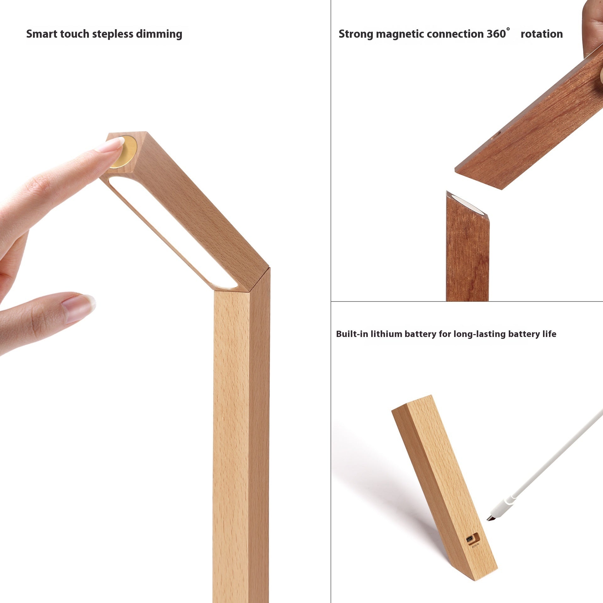 Lampe Lyra – Lampe LED en Bois Massif pour Bureau et Mur