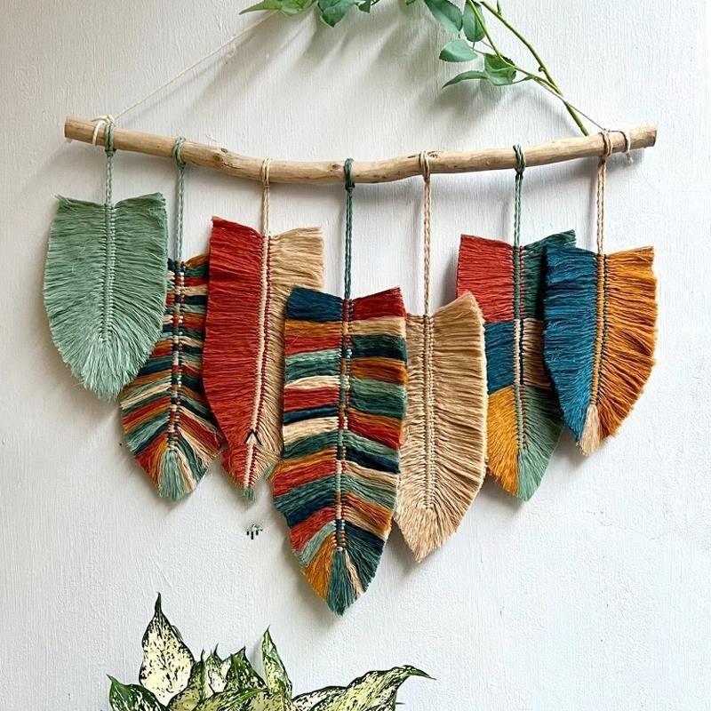 Handmade Moroccan Leaf Wall Tapestry – Cotton Bohemian Wall Decor