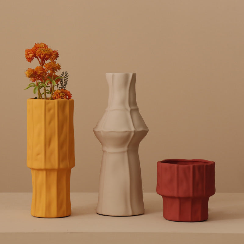 Geometric Ceramic Vase – Morandi Sculptural Collection