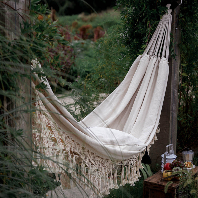 Large Boho Macrame Hammock – Elevated Relaxation