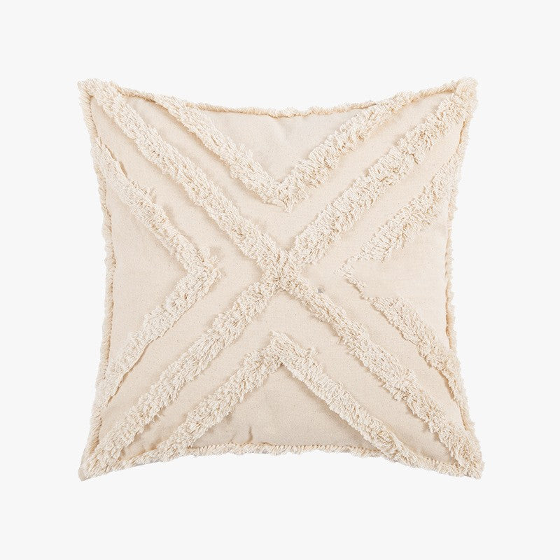 Coussin Texturé Tufté – Géométrie Douce d’Inspiration Marocaine