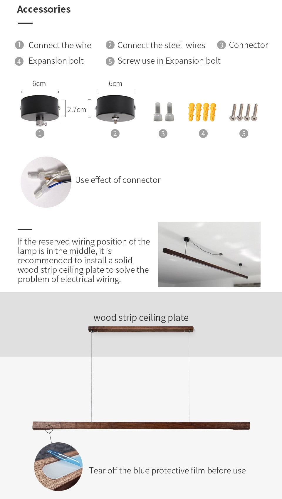 Scandinavian Wood Beam Pendant – Minimalist Dining Light in Walnut or Pine-3