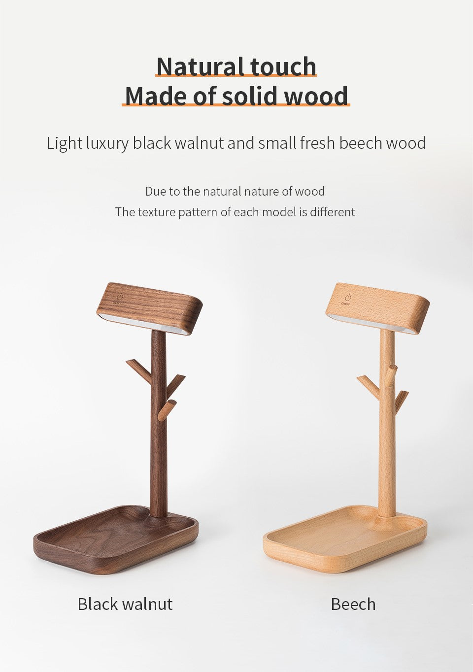 Lumo Tray – Solid Wood LED Lamp & Organizer-1