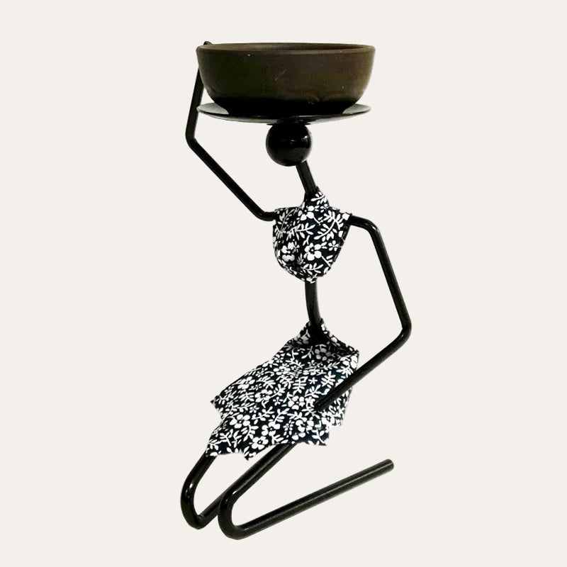 Sculptural Iron Character Candle Holder