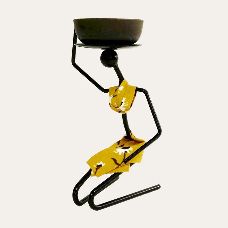 Sculptural Iron Character Candle Holder