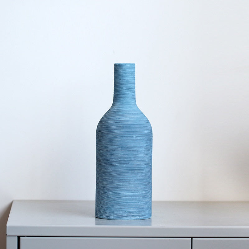 Brushed Ceramic Vase – Modern Textured Minimal Design