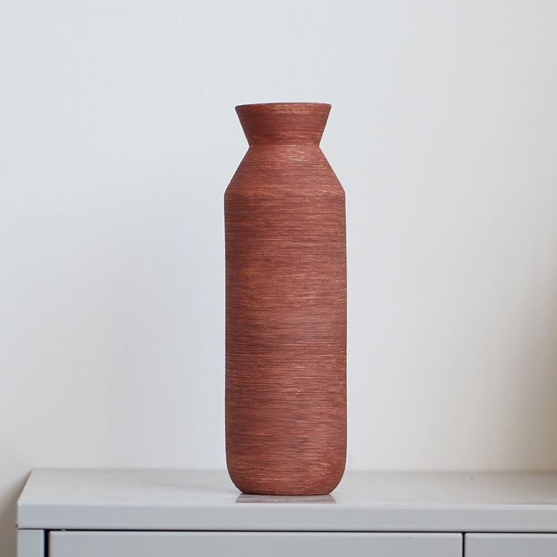 Brushed Ceramic Vase – Modern Textured Minimal Design