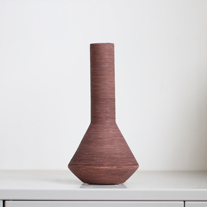 Brushed Ceramic Vase – Modern Textured Minimal Design