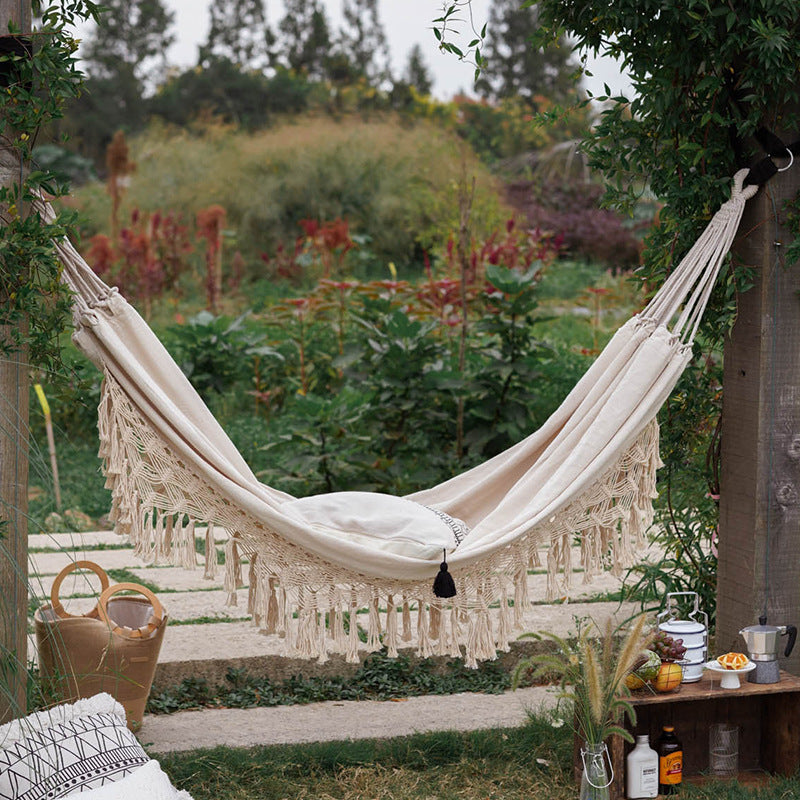 Large Boho Macrame Hammock – Elevated Relaxation