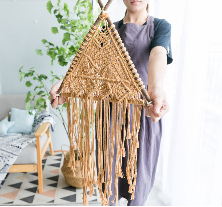 Macramé Wall Hanging – Handmade Cotton & Natural Wood Wall Decor