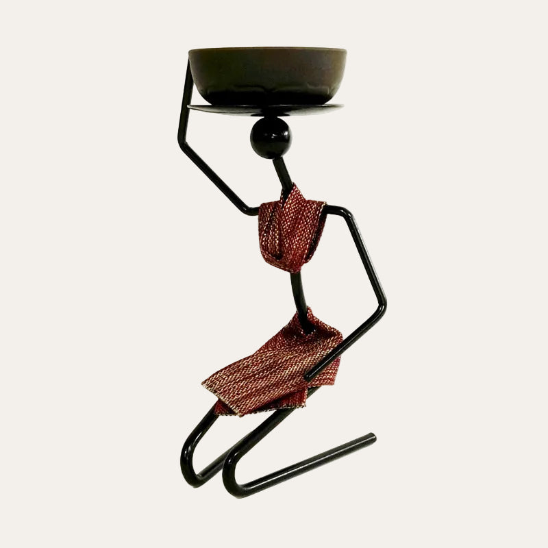 Sculptural Iron Character Candle Holder