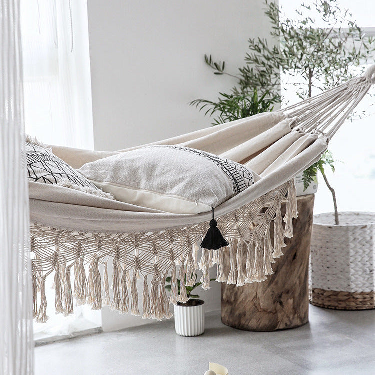 Large Boho Macrame Hammock – Elevated Relaxation