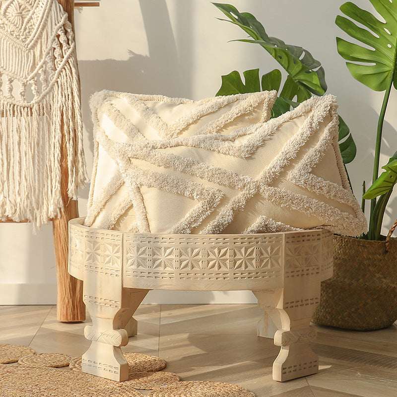 Textured Tufted Cushion – Moroccan-Inspired Soft Geometry