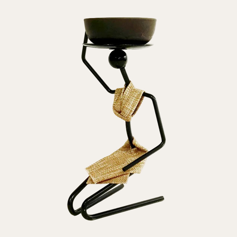 Sculptural Iron Character Candle Holder