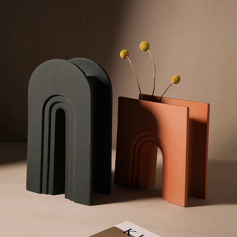Geometric Arch Ceramic Vase – Sculptural Modern Statement Piece