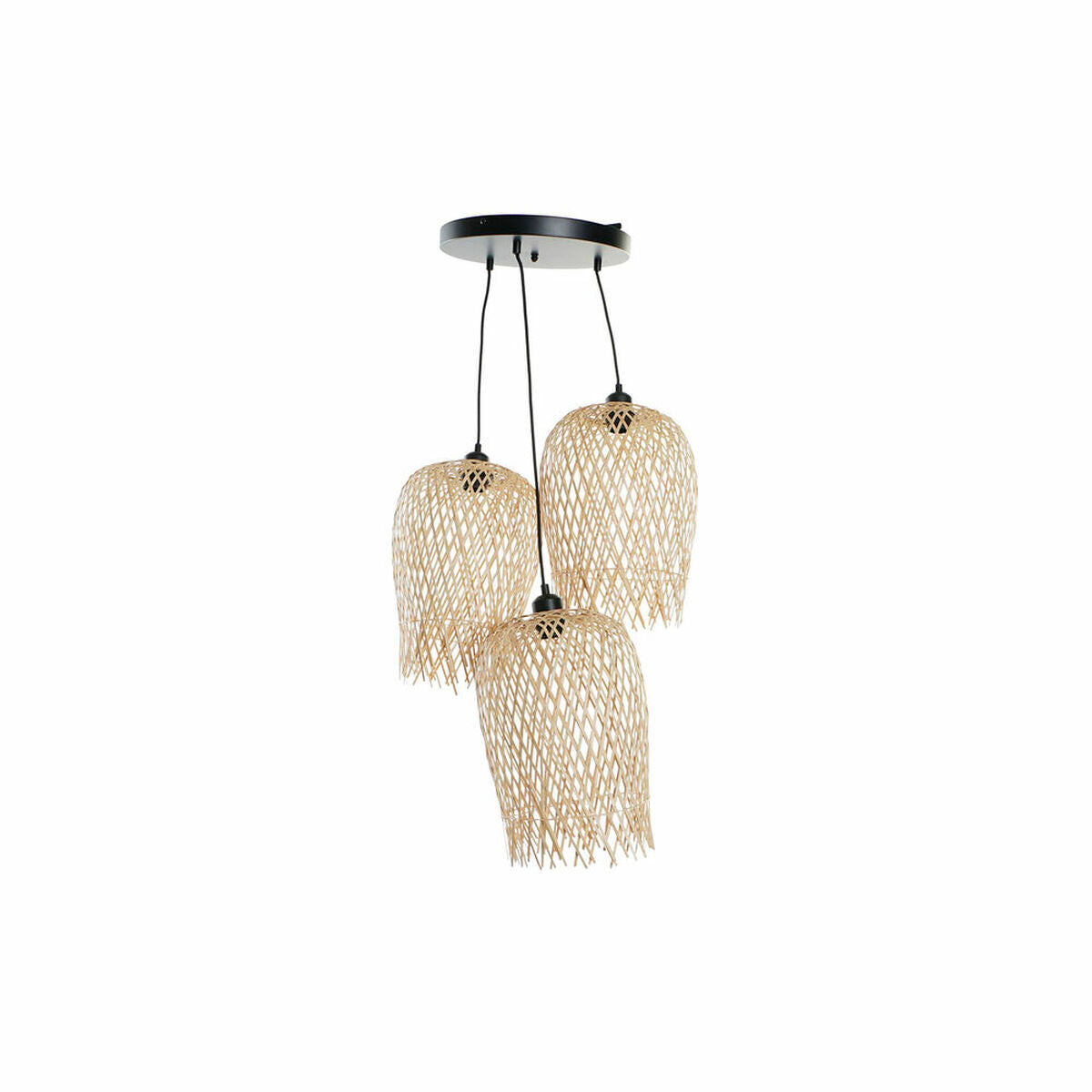 Ceiling Light DKD Home Decor Black Light brown Metal Bamboo 50 W Tropical 220 V 30 x 30 x 94 cm-0