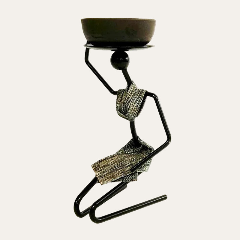 Sculptural Iron Character Candle Holder