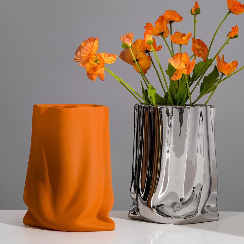 Drape Vase – Pleated Ceramic Statement Vessel