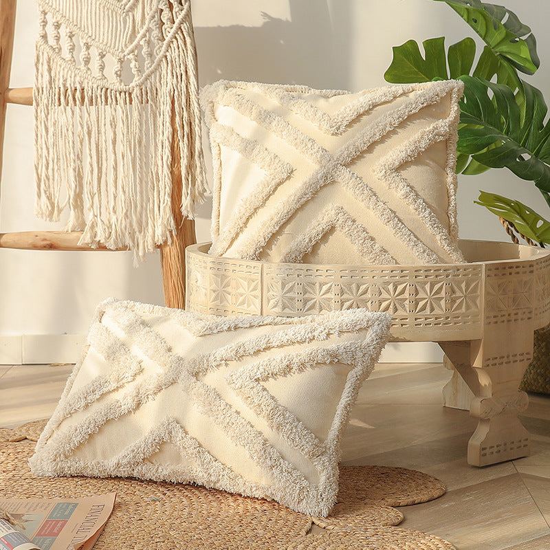Textured Tufted Cushion – Moroccan-Inspired Soft Geometry
