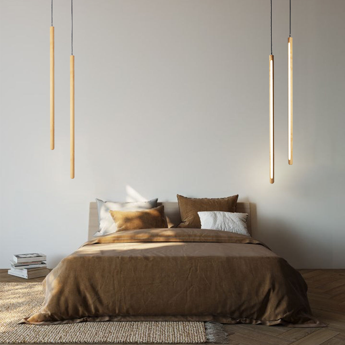 Vertical Wood Wall Sconce – LED Bedside Light with Warm Ambiance-0